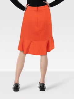 Emilio Pucci Orange Wool Flared Hem Skirt Size S