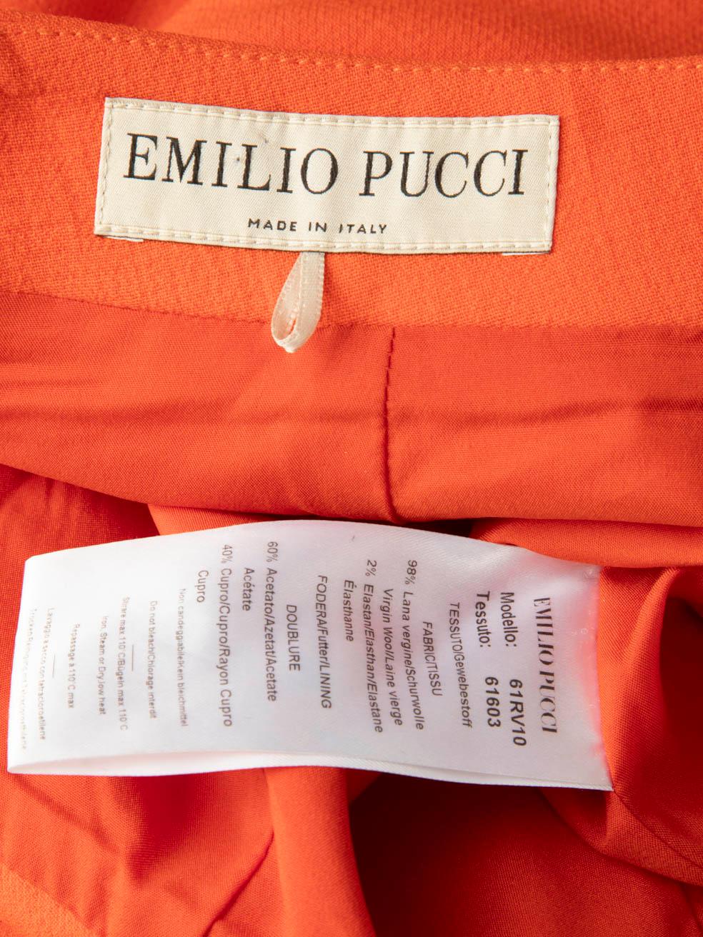 Emilio Pucci Orange Wolle ausgestellter Saum Rock Größe S im Angebot 3