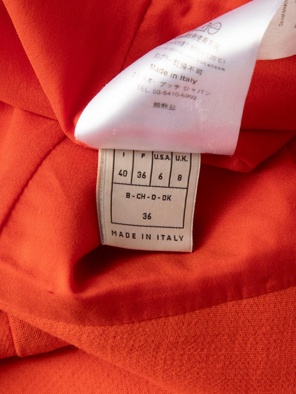 Emilio Pucci Orange Wolle ausgestellter Saum Rock Größe S im Angebot 4