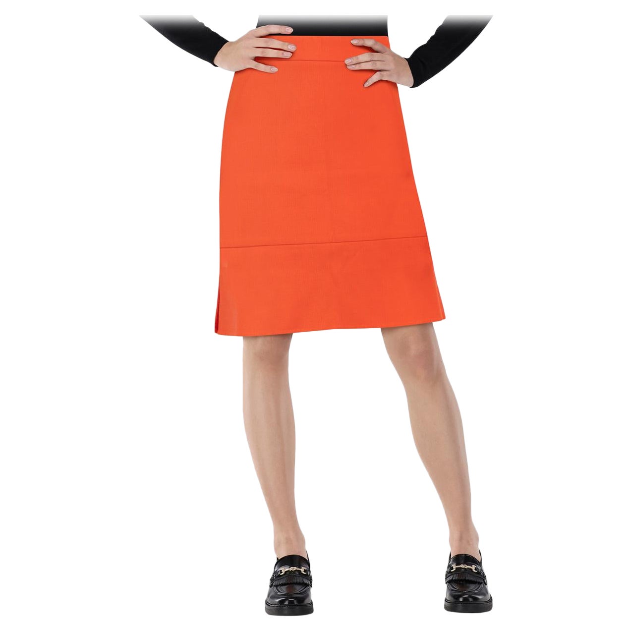 Emilio Pucci Orange Wolle ausgestellter Saum Rock Größe S