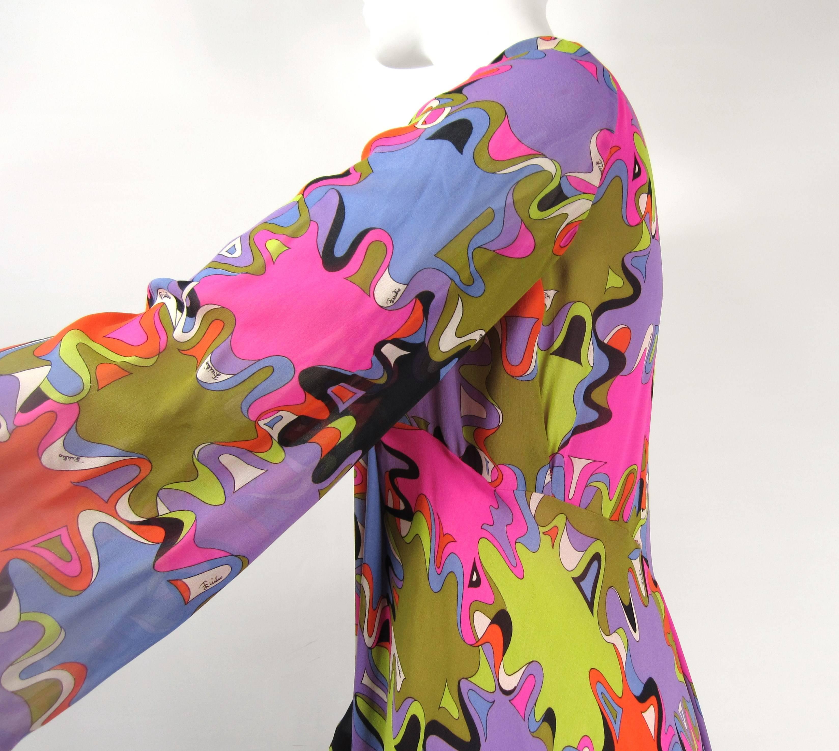 Pink  Emilio Pucci Palazzo Pant Silk Multi-color Op Art  Jumpsuit 1960s Vintage