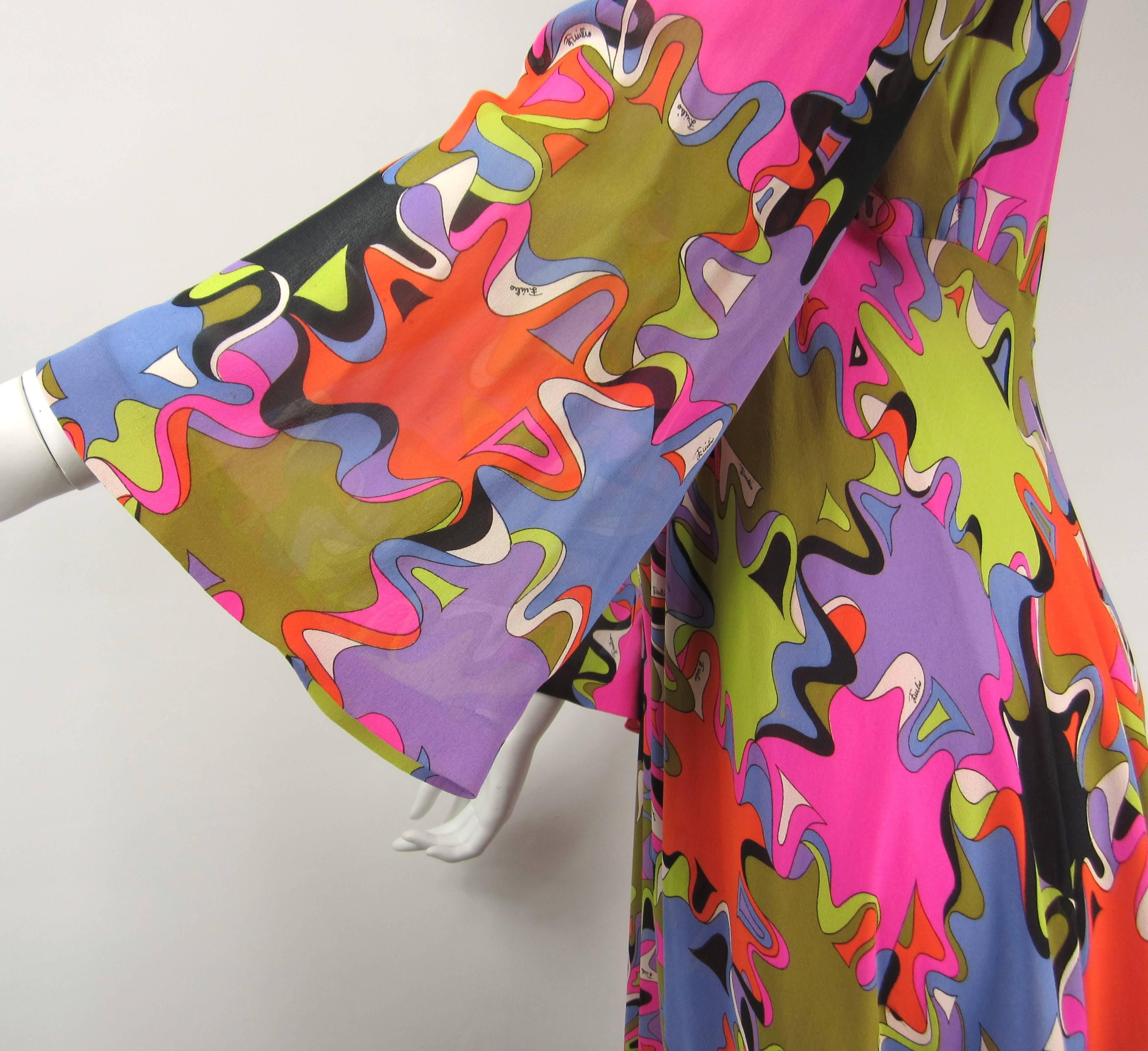 Emilio Pucci Palazzo Pant Silk Multi-color Op Art  Jumpsuit 1960s Vintage In Good Condition In Wallkill, NY