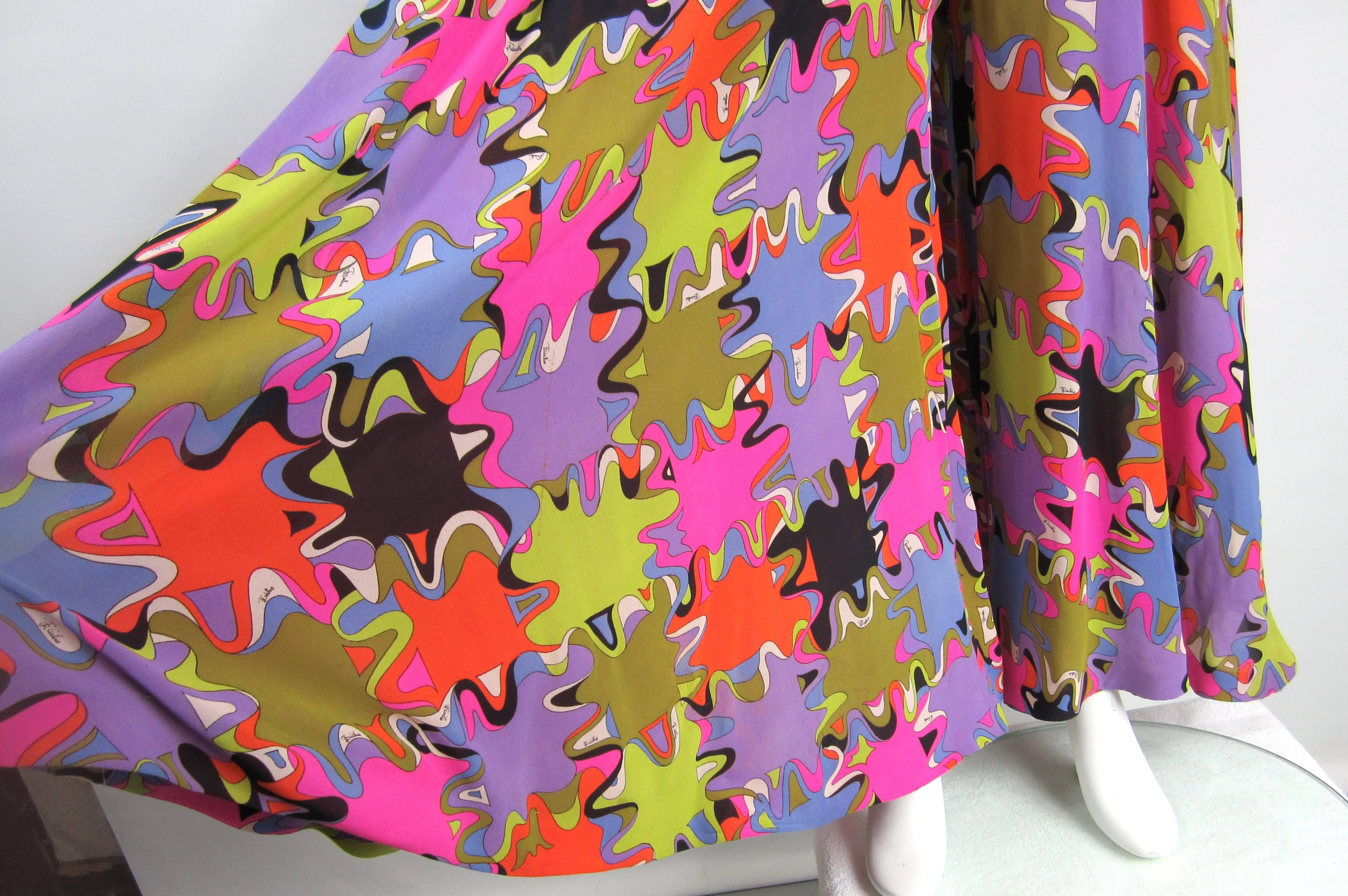 Women's or Men's  Emilio Pucci Palazzo Pant Silk Multi-color Op Art  Jumpsuit 1960s Vintage