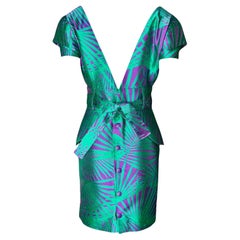 EMILIO PUCCI "Palm Royale" Jacquard Silk Blend Palms Signature Dress Belt 40