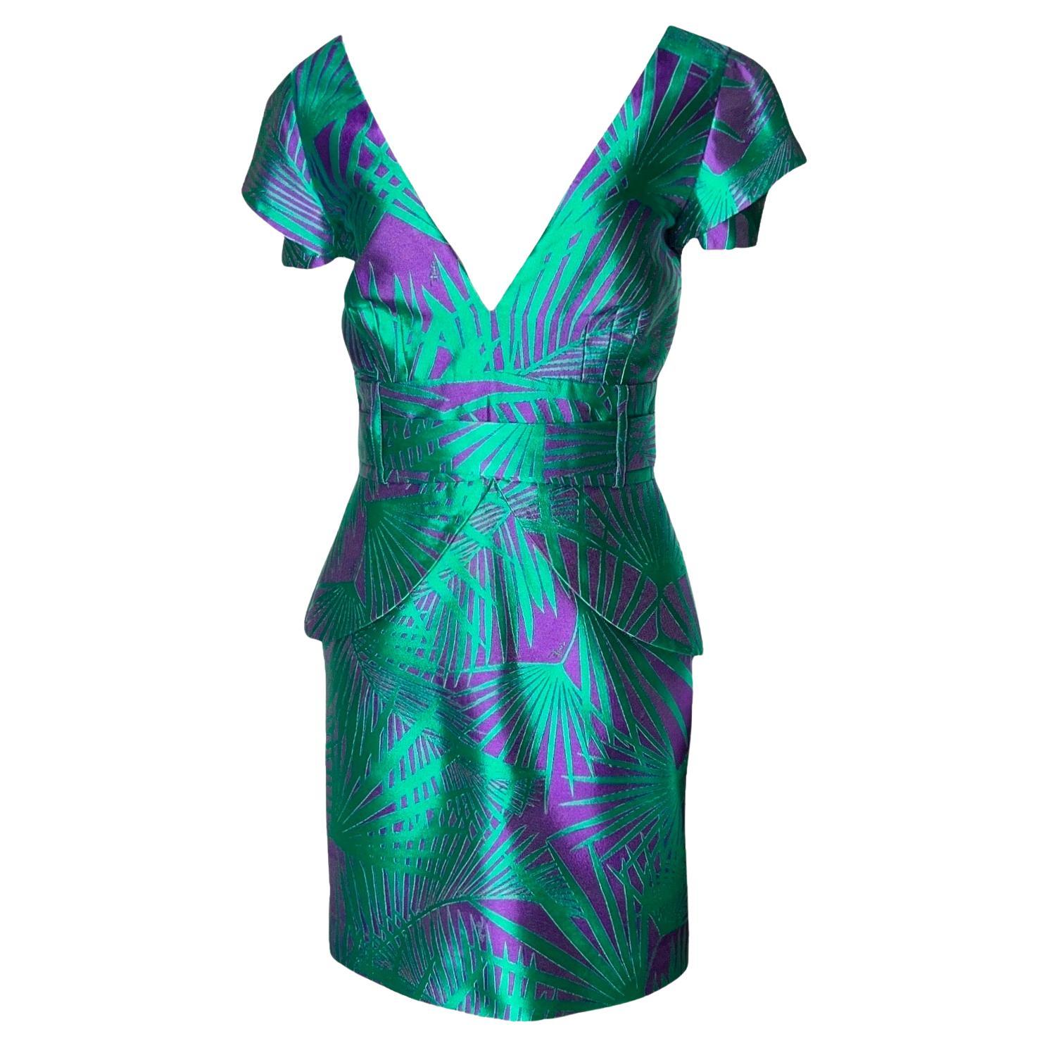 EMILIO PUCCI "Palm Royale" Jacquard Silk Blend Palms Signature Dress Belt 40