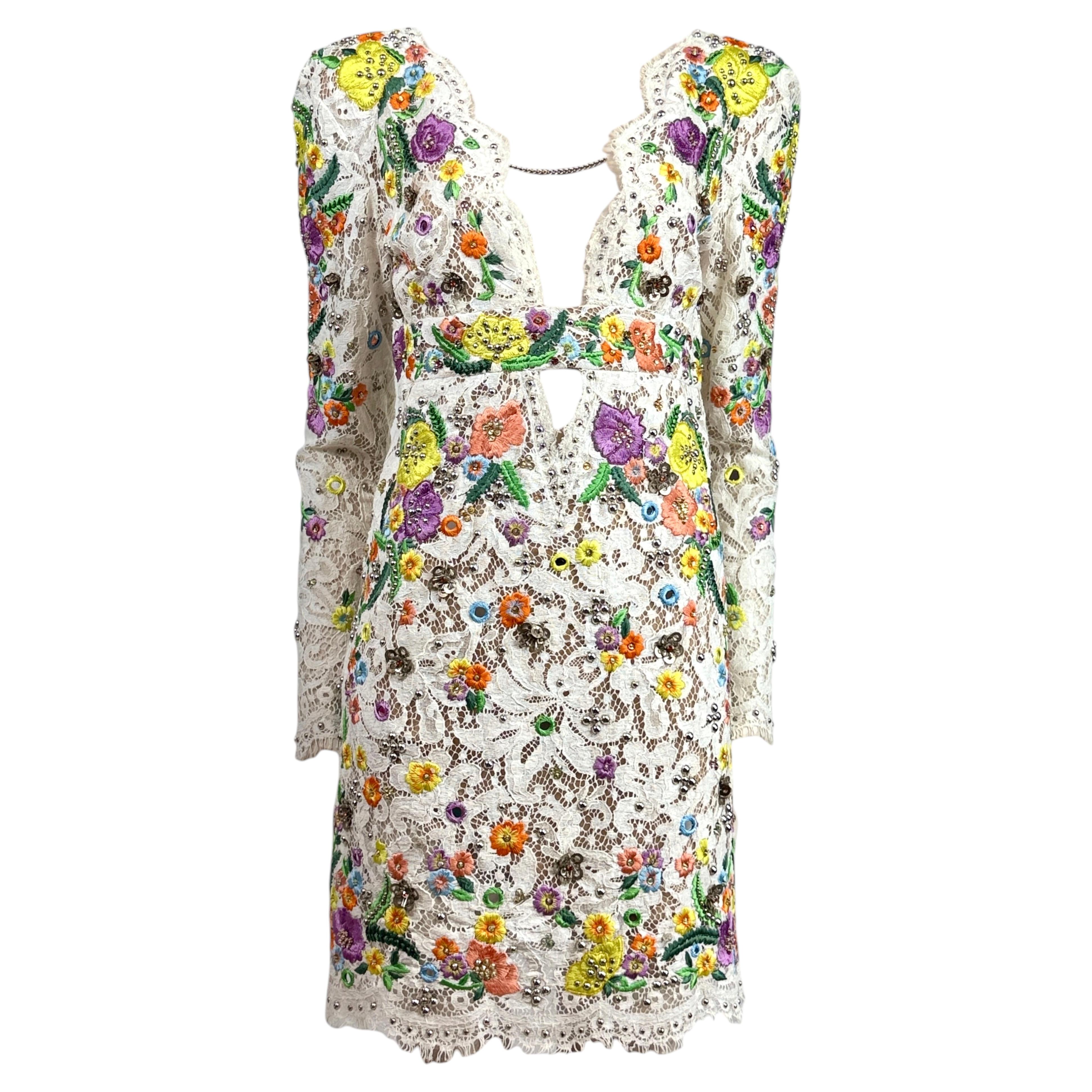 Emilio Pucci Peter Dundas Frühjahr 2015, Look 1: Blumenkleid aus Guipure-Spitze im Angebot