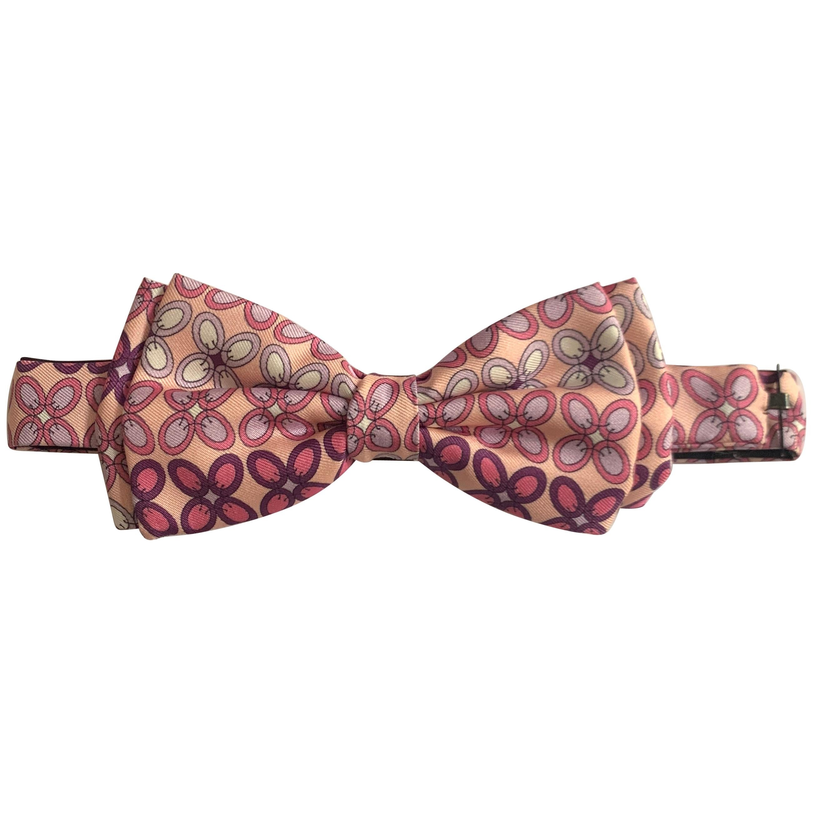 Emilio Pucci Pink and Purple Print Bow Tie Pre-Tied Adjustable