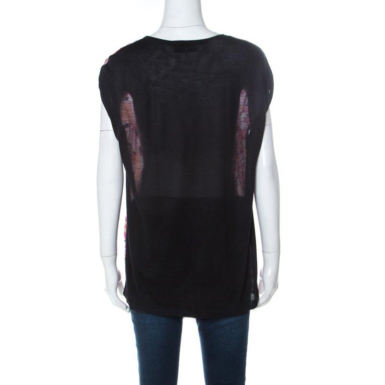 Emilio Pucci Pink and Black Signature Print Silk Sleeveless Top M For ...