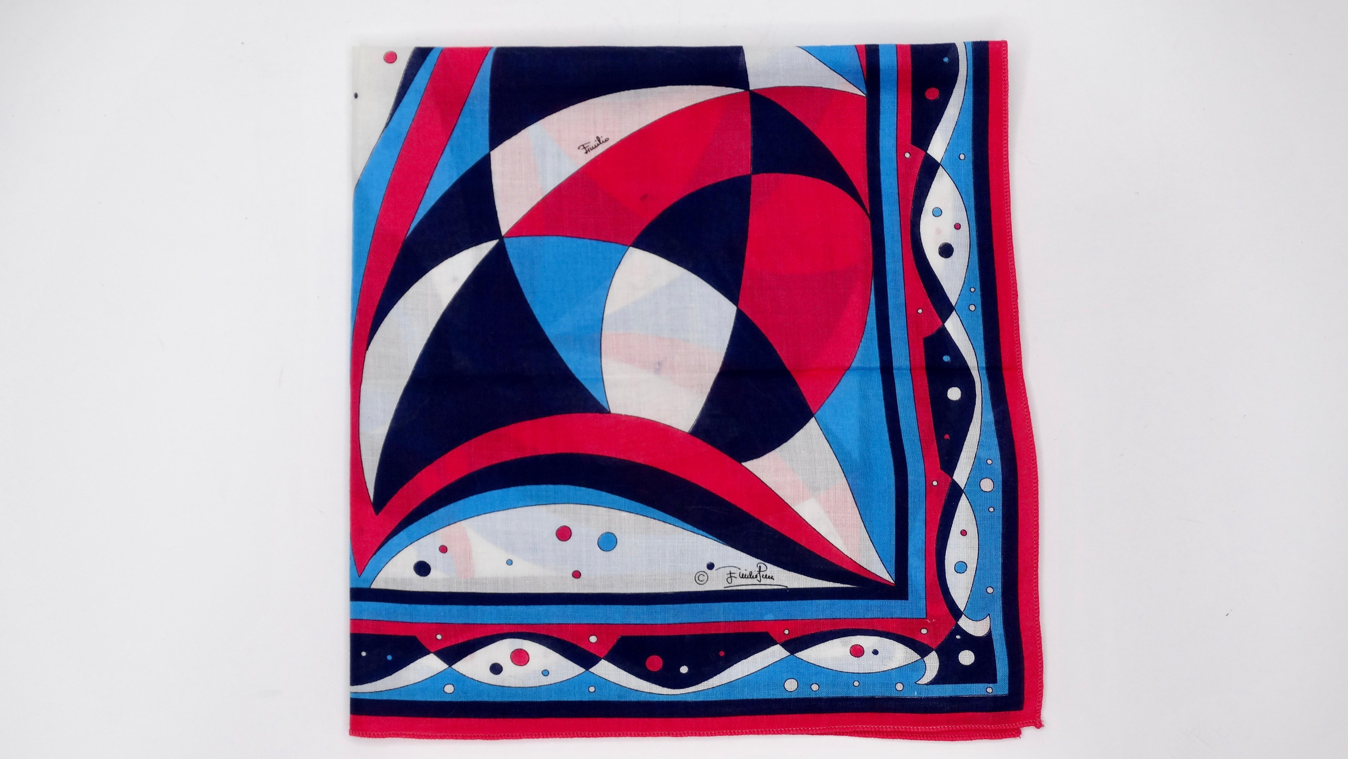 Emilio Pucci Rosa & Blau Abstrakter Schal (Rot) im Angebot