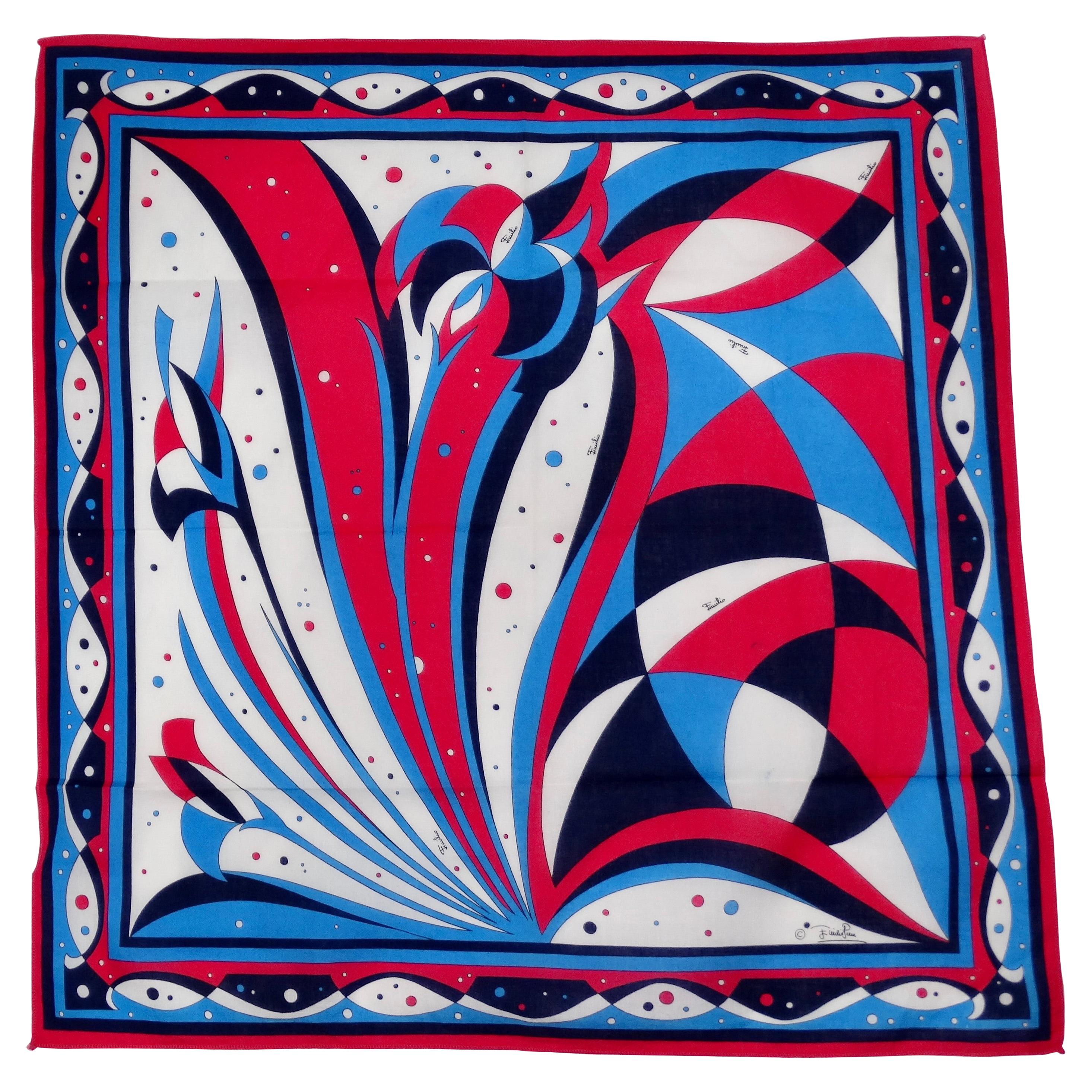 Emilio Pucci Pink & Blue Abstract Scarf For Sale