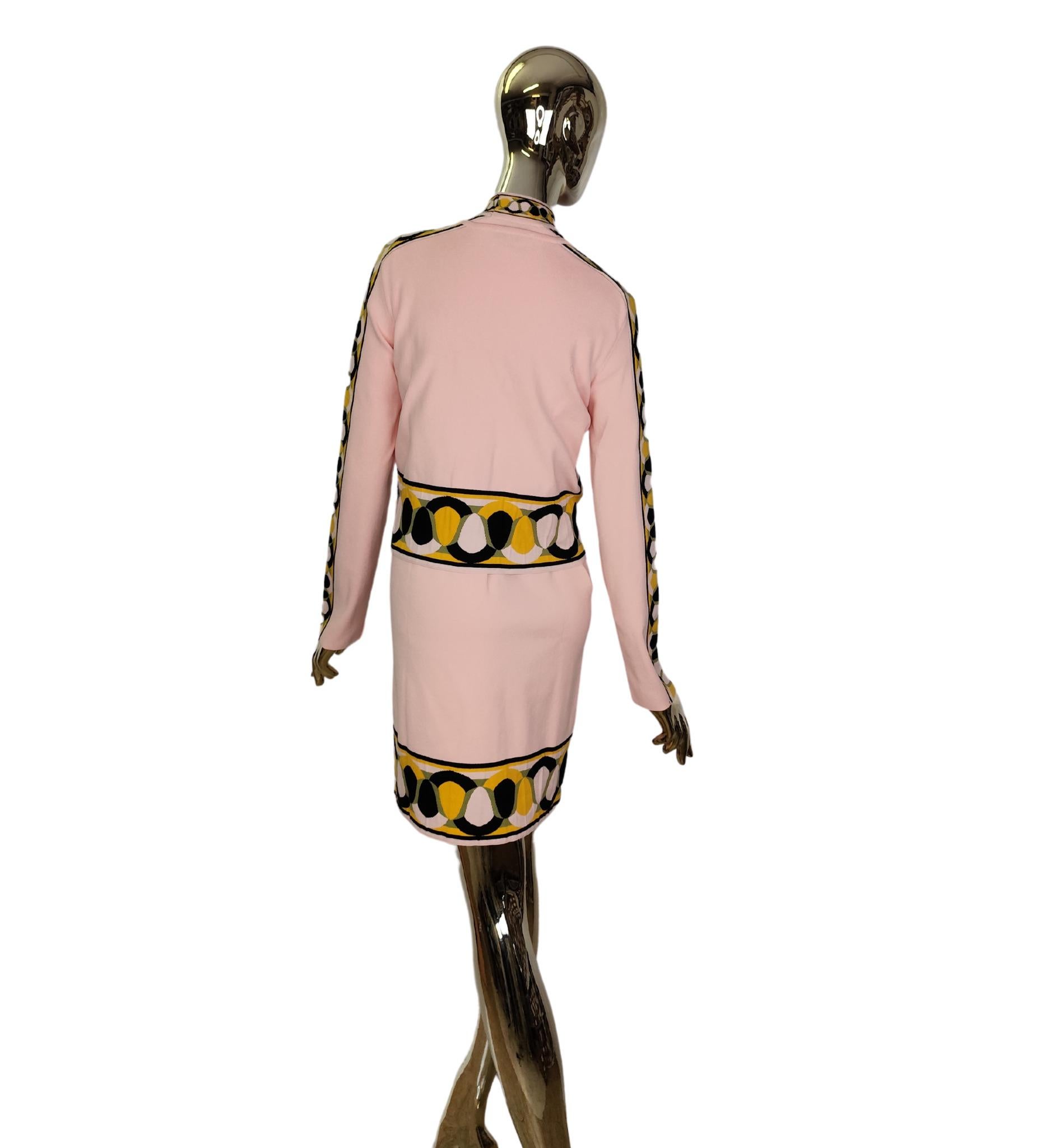 Beige Emilio Pucci pink dress and cardigan set For Sale
