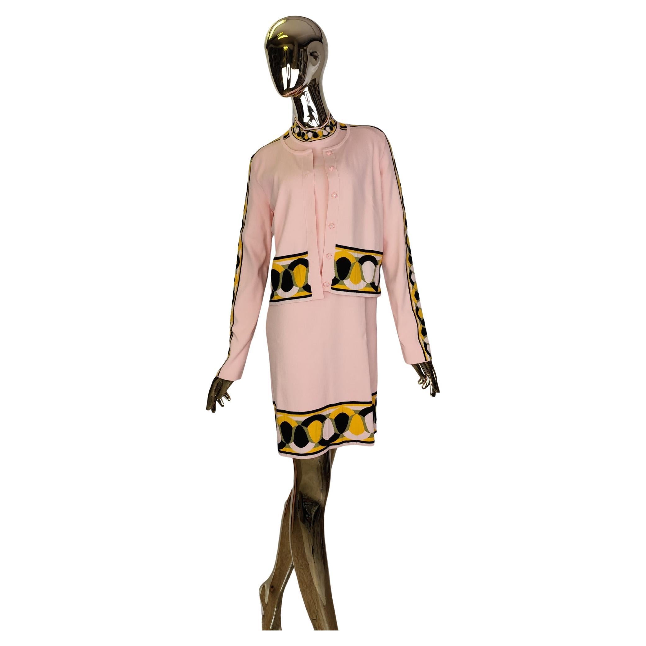 Emilio Pucci pink dress and cardigan set For Sale