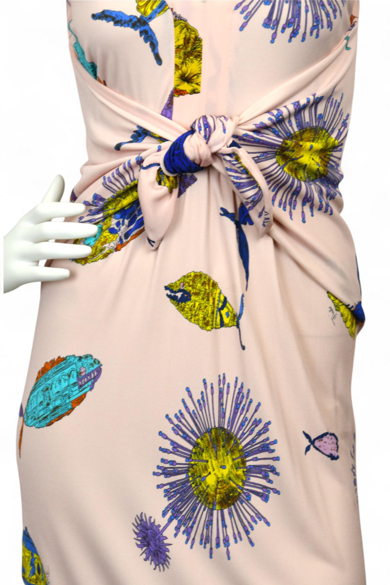 Emilio Pucci - Robe longue rose à imprimé poisson  Taille 4 US Excellent état - En vente à West Hartford, CT