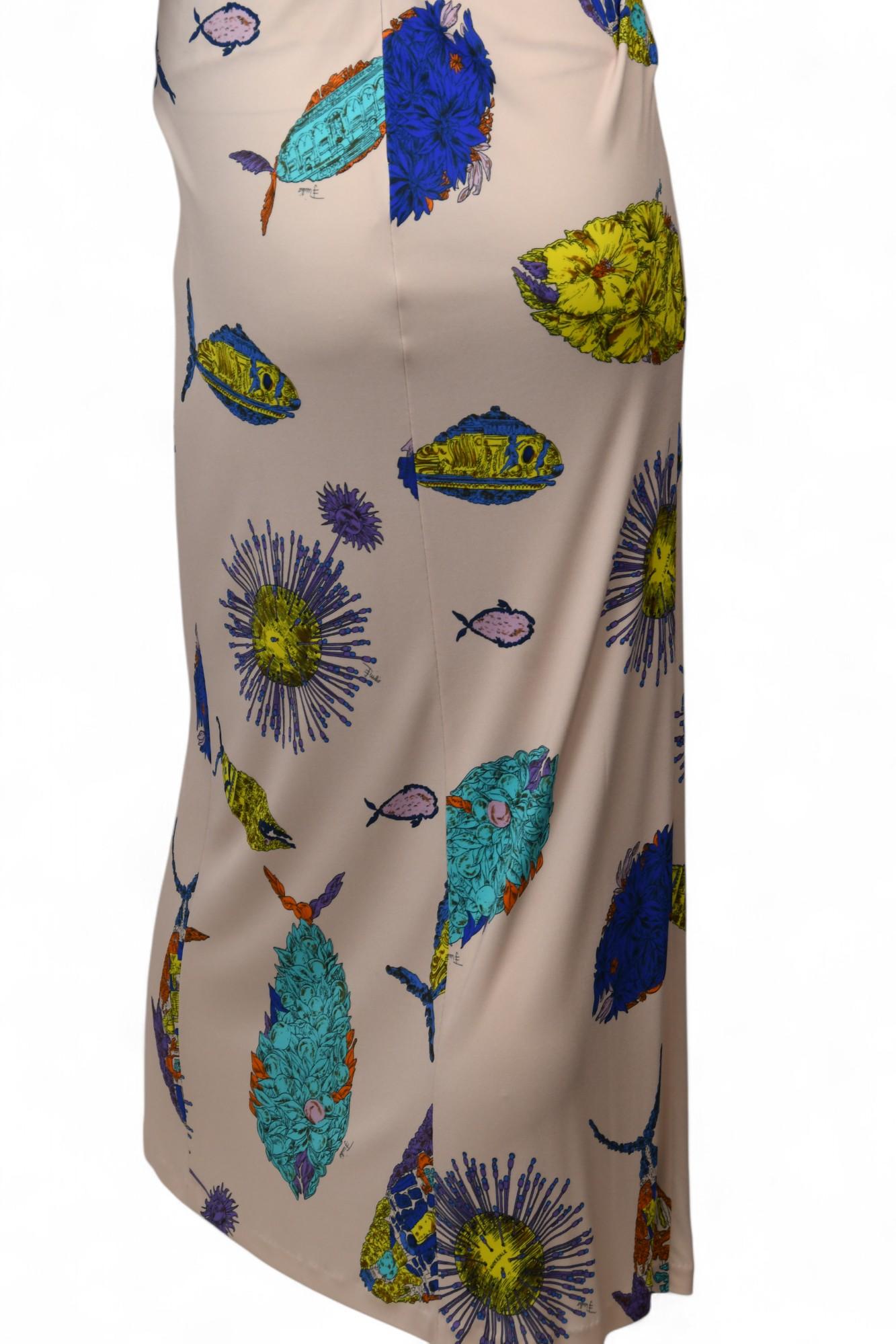 Emilio Pucci - Robe longue rose à imprimé poisson  Taille 4 US en vente 3