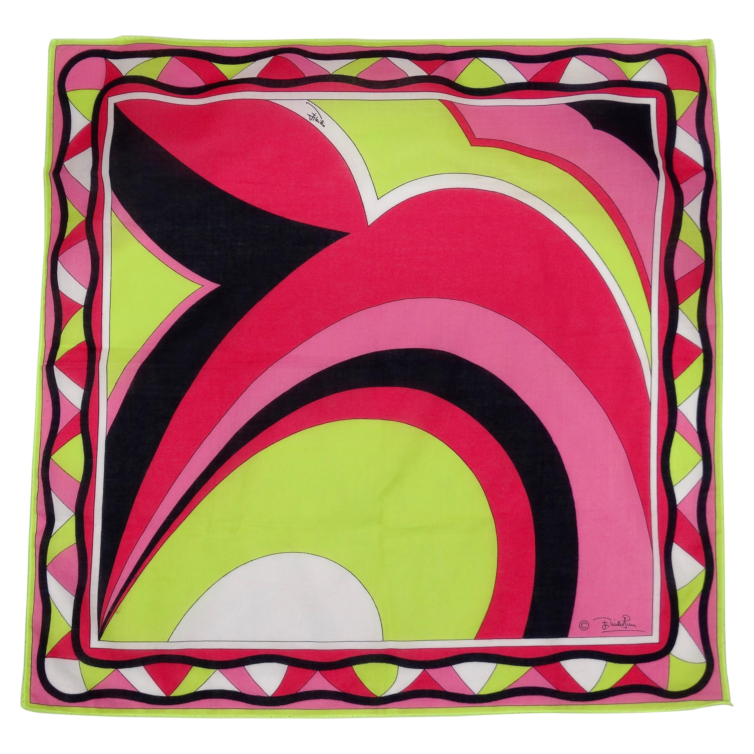 Emilio Pucci Pink & Green Abstract Scarf