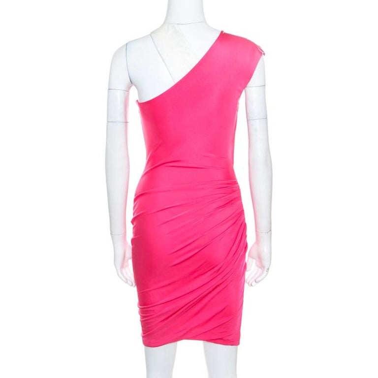 Emilio Pucci Pink Knit Draped One Shoulder Dress S For Sale at 1stDibs