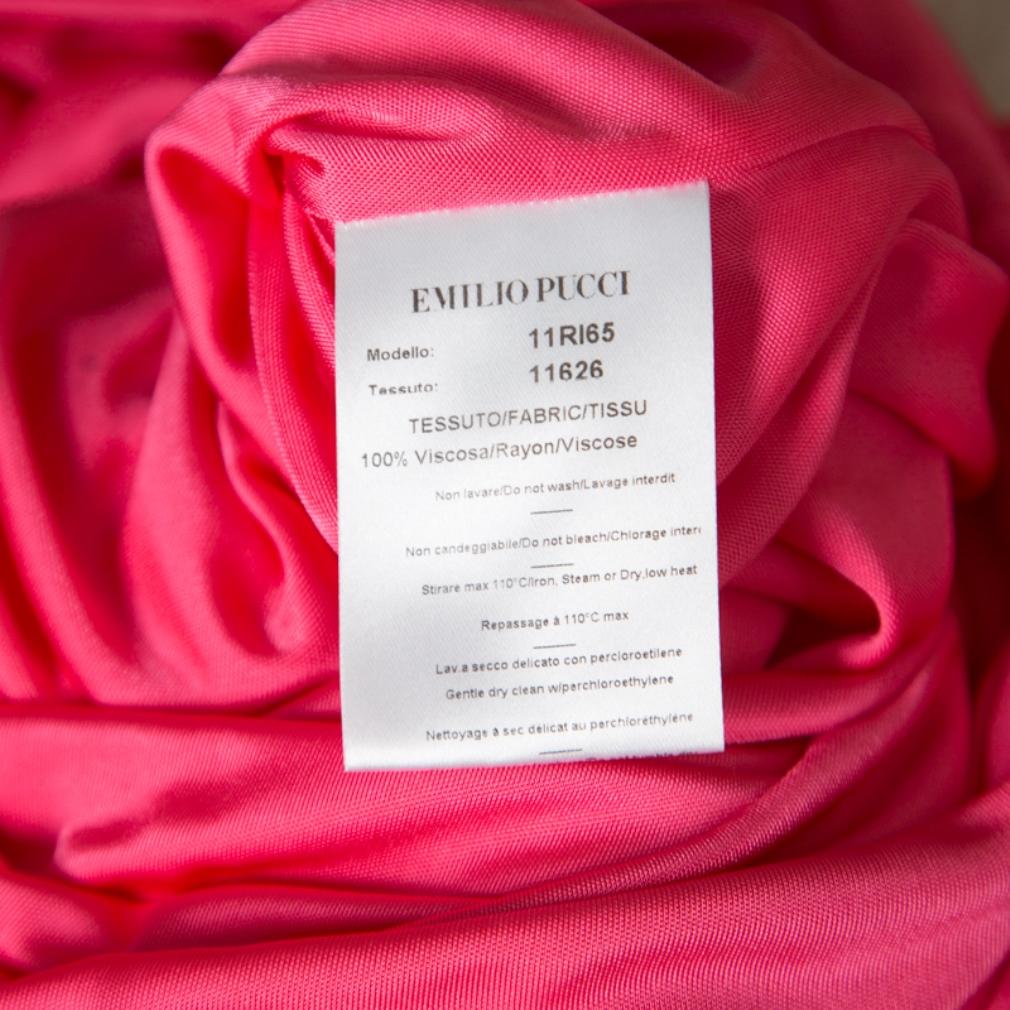 Women's Emilio Pucci Pink Knit Draped One Shoulder Dress S