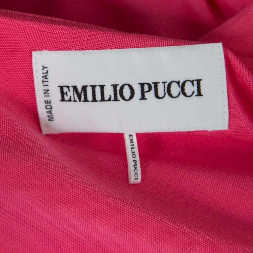 Emilio Pucci Pink Knit Draped One Shoulder Dress S 1
