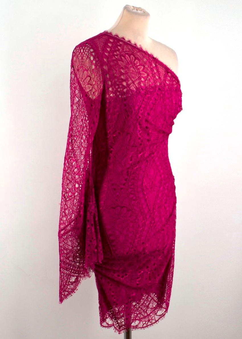 Emilio Pucci Pink Lace One-sleeve Dress

-One full length sleeve
-Pink lining with pink lace overlay
-Gold tone hardware
-Visible zip all the way down the left side
-Exaggerated sleeve at the bottom
-Gathered at the side seams

Please note, these