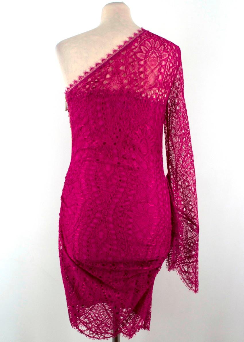 Emilio Pucci Pink Lace One-sleeve Dress - Size US4  In Good Condition For Sale In London, GB
