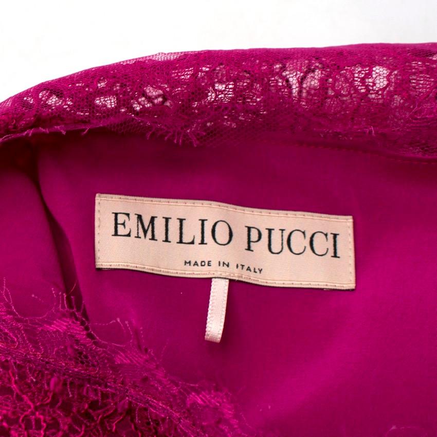 Emilio Pucci Pink Lace One-sleeve Dress - Size US4  For Sale 4