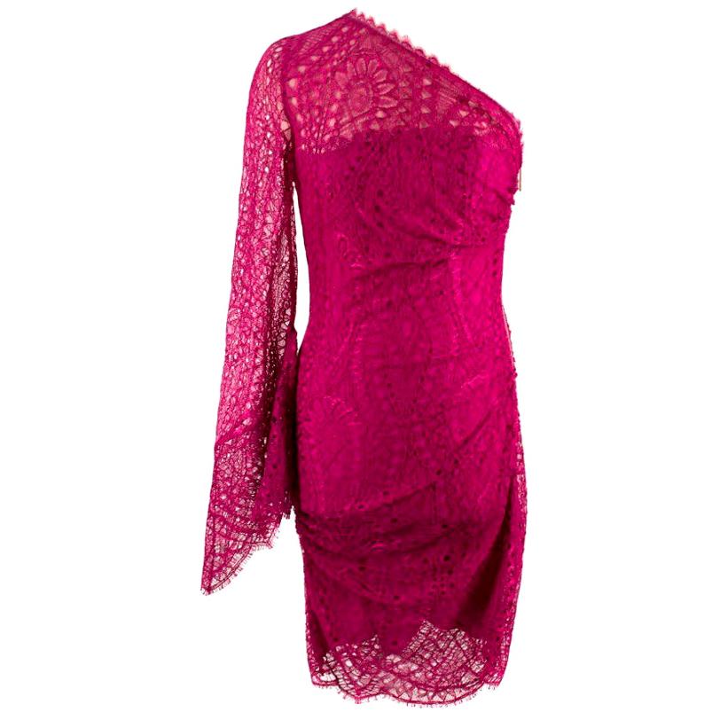 Emilio Pucci Pink Lace One-sleeve Dress - Size US4  For Sale