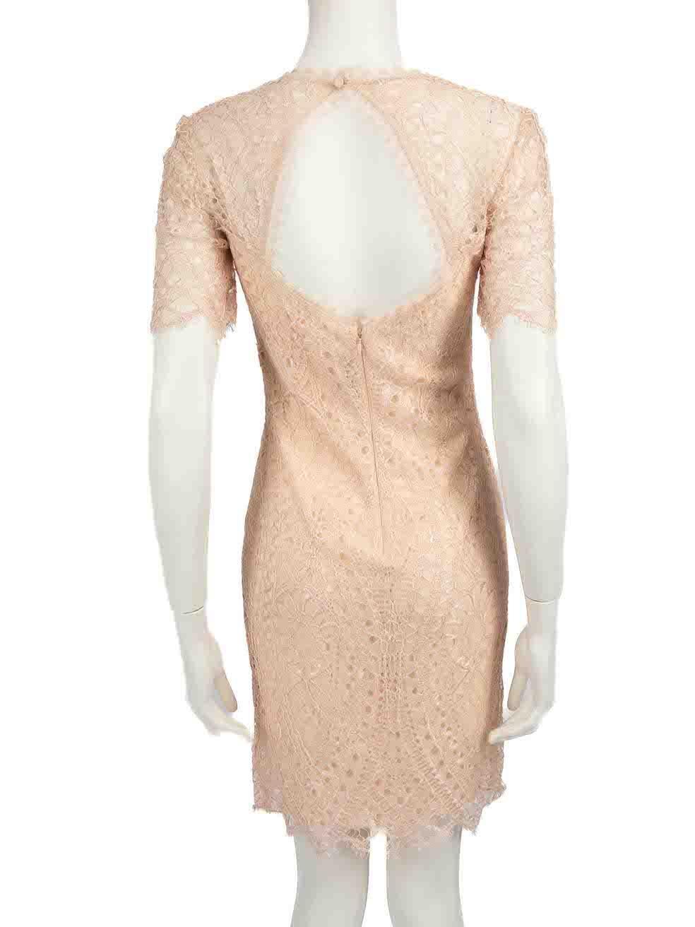 Emilio Pucci Pink Lace Round Neck Mini Dress Size XS In Good Condition For Sale In London, GB