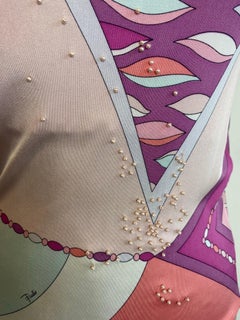 Emilio Pucci Pink Midi Dress with Pink Tones and Beads.