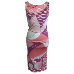 Emilio Pucci Pink Midi Dress with Pink Tones and Beads.