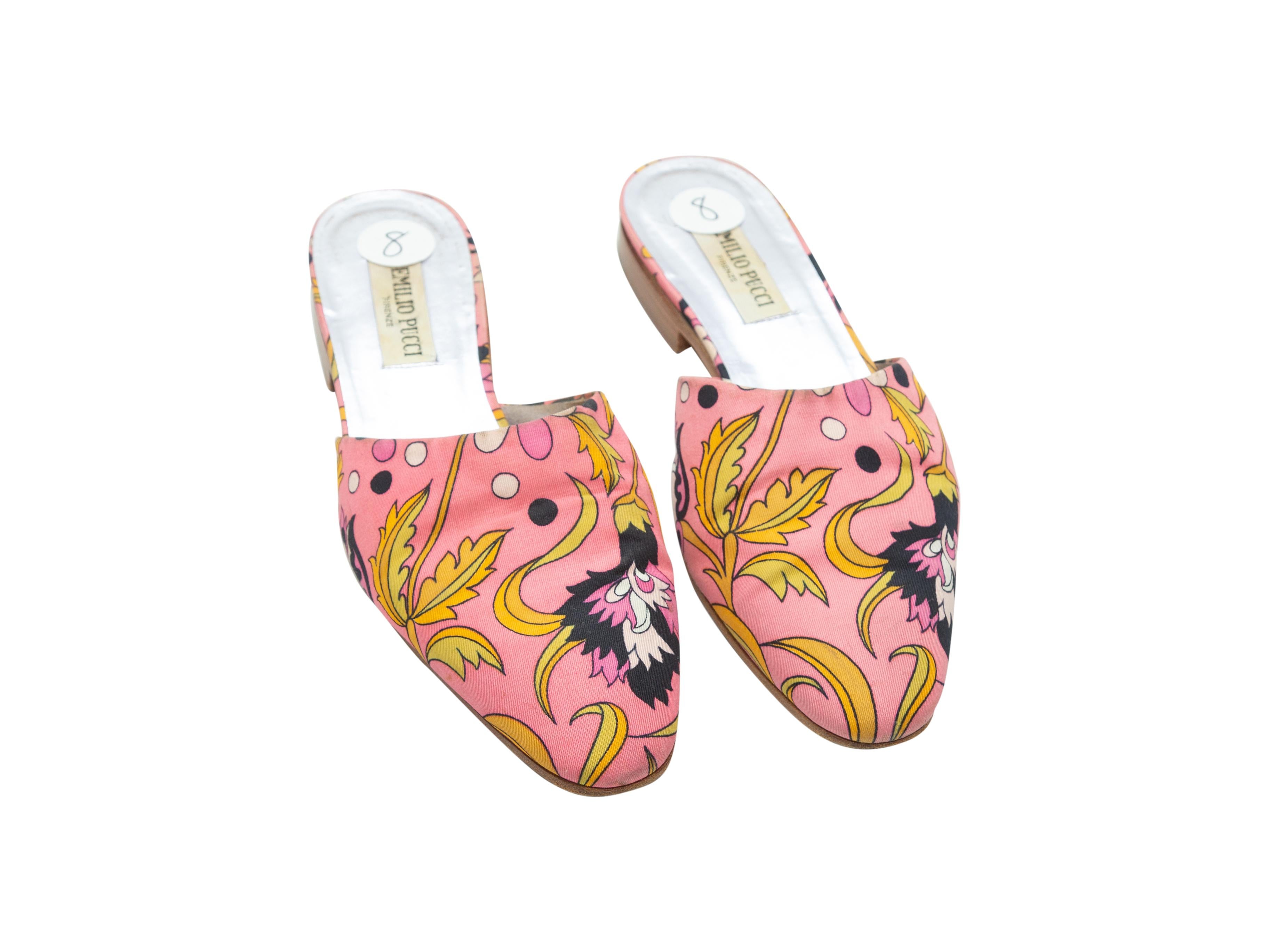 Beige Emilio Pucci Pink & Multicolor Abstract Print Mules