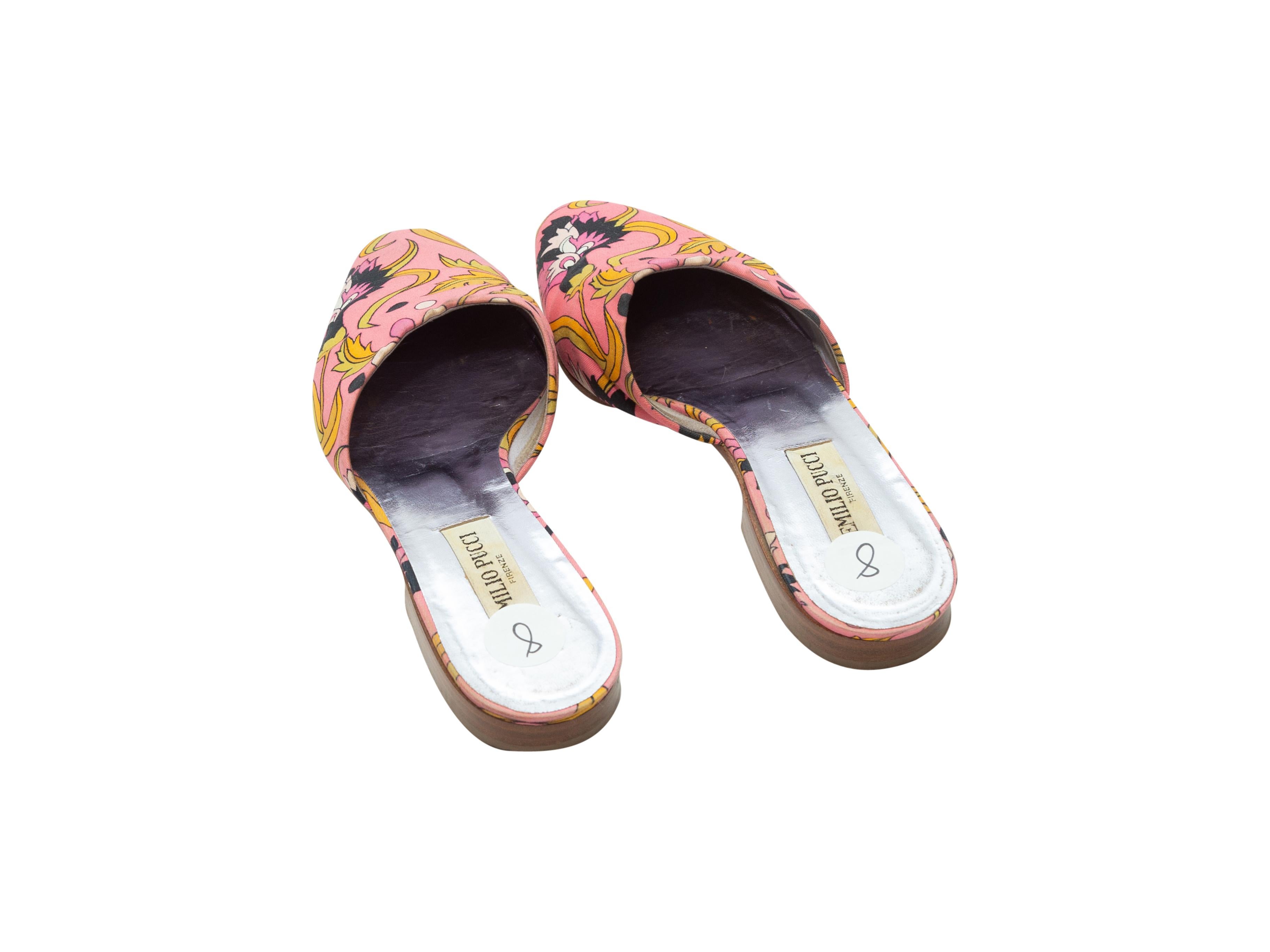 Emilio Pucci Pink & Multicolor Abstract Print Mules In Good Condition In New York, NY