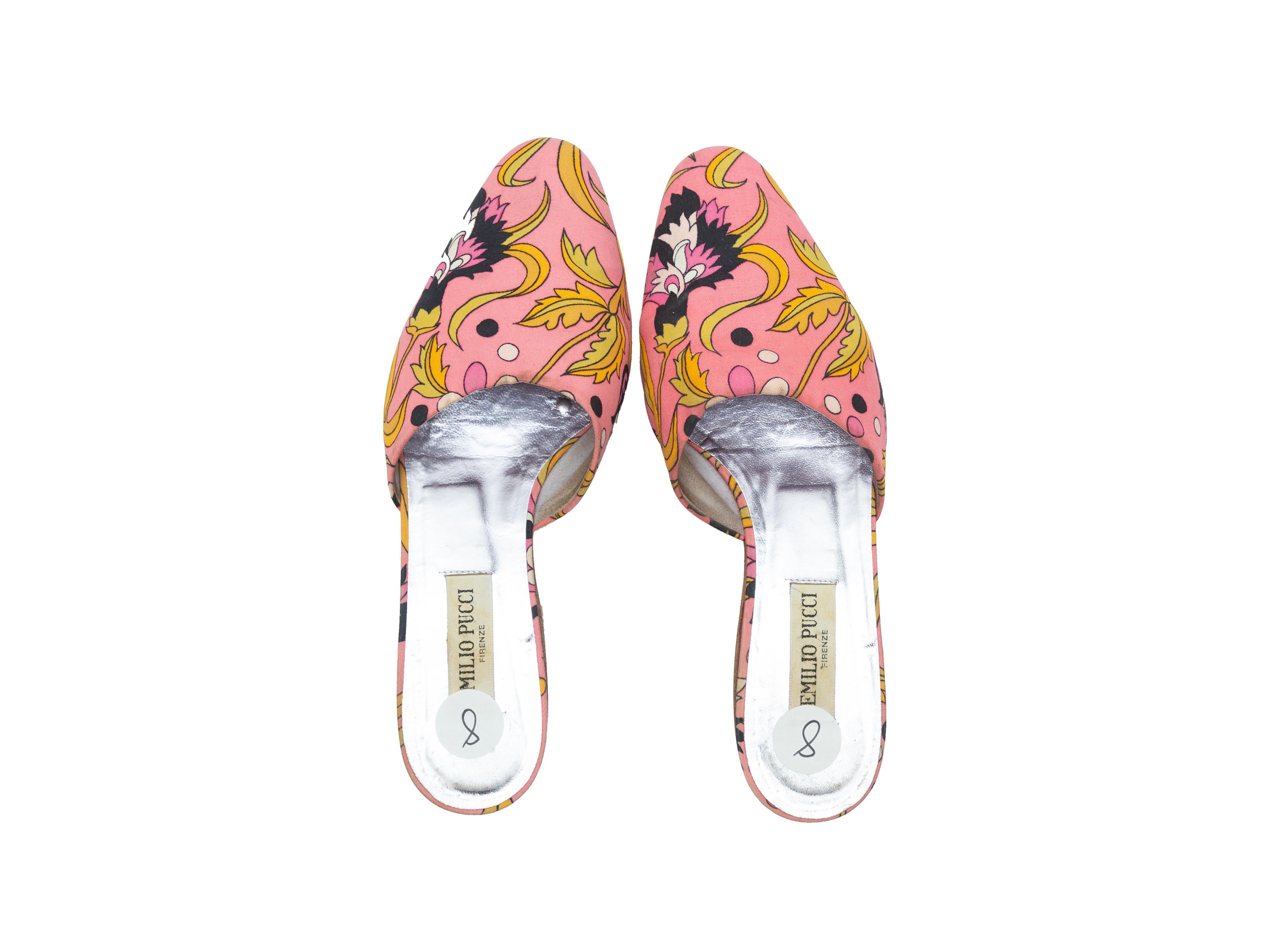 Women's Emilio Pucci Pink & Multicolor Abstract Print Mules
