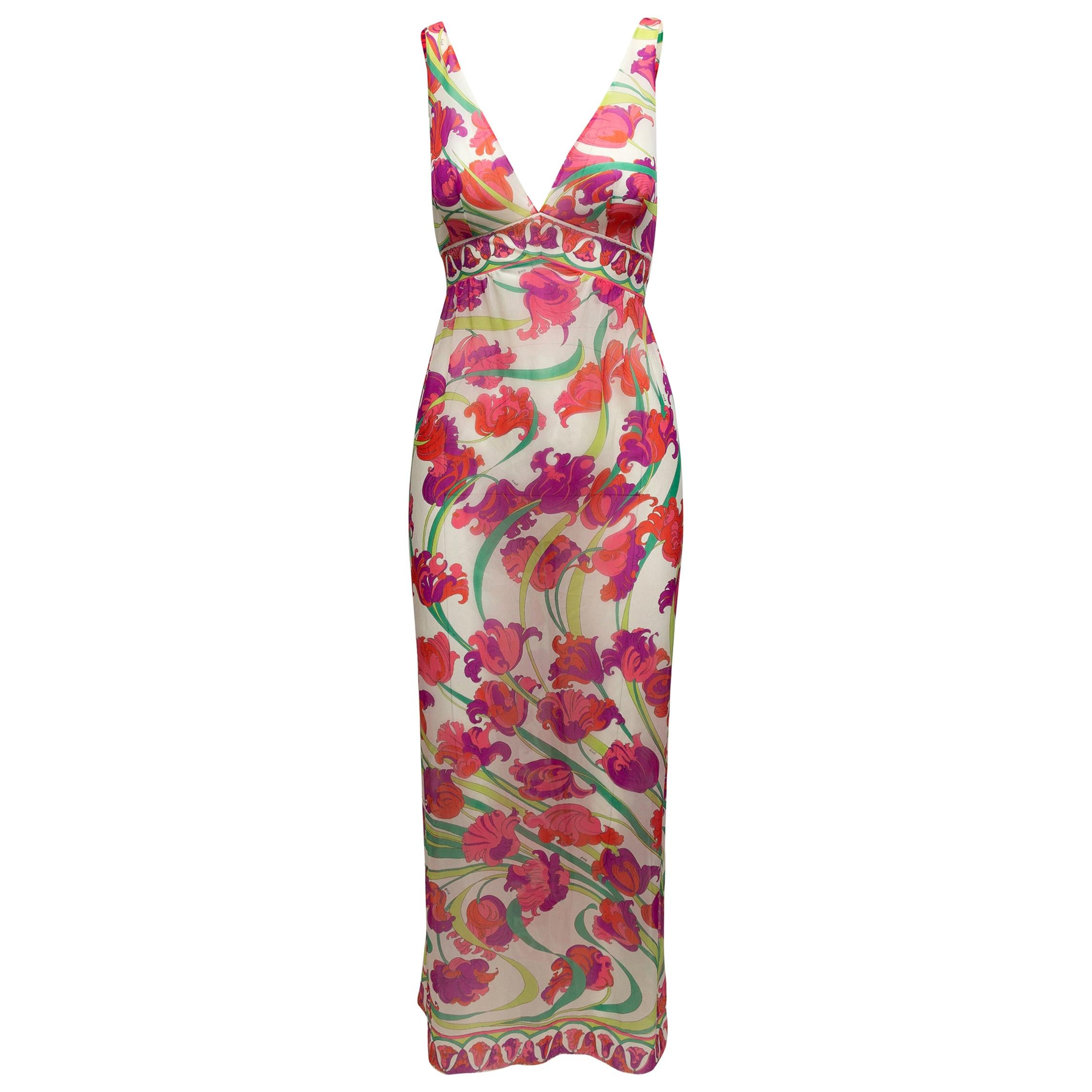 Emilio Pucci Pink and Multicolor Floral Print Nightgown at 1stDibs