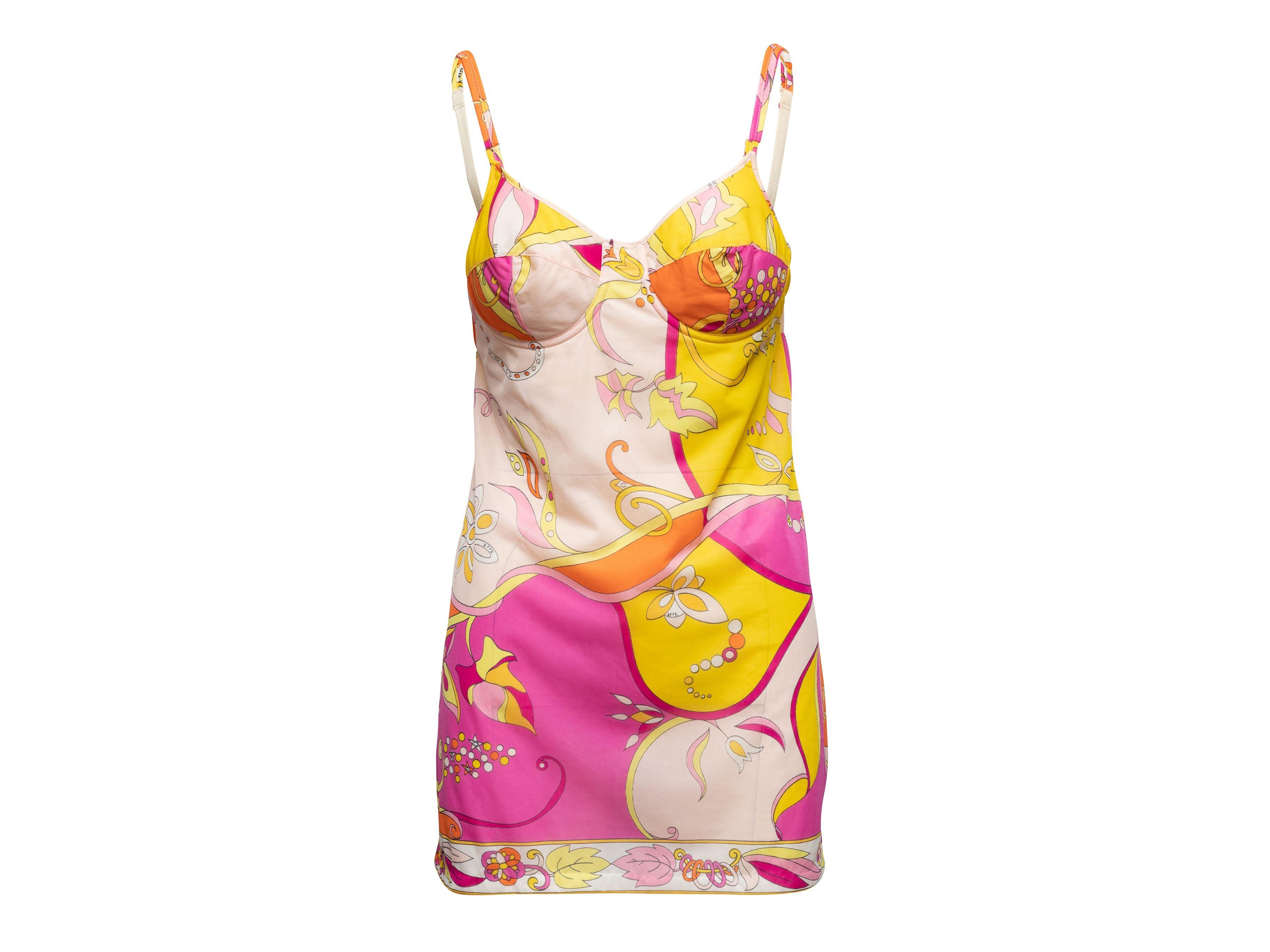 Emilio Pucci Pink & Multicolor for Formfit Rogers Printed Chemise In Good Condition In New York, NY