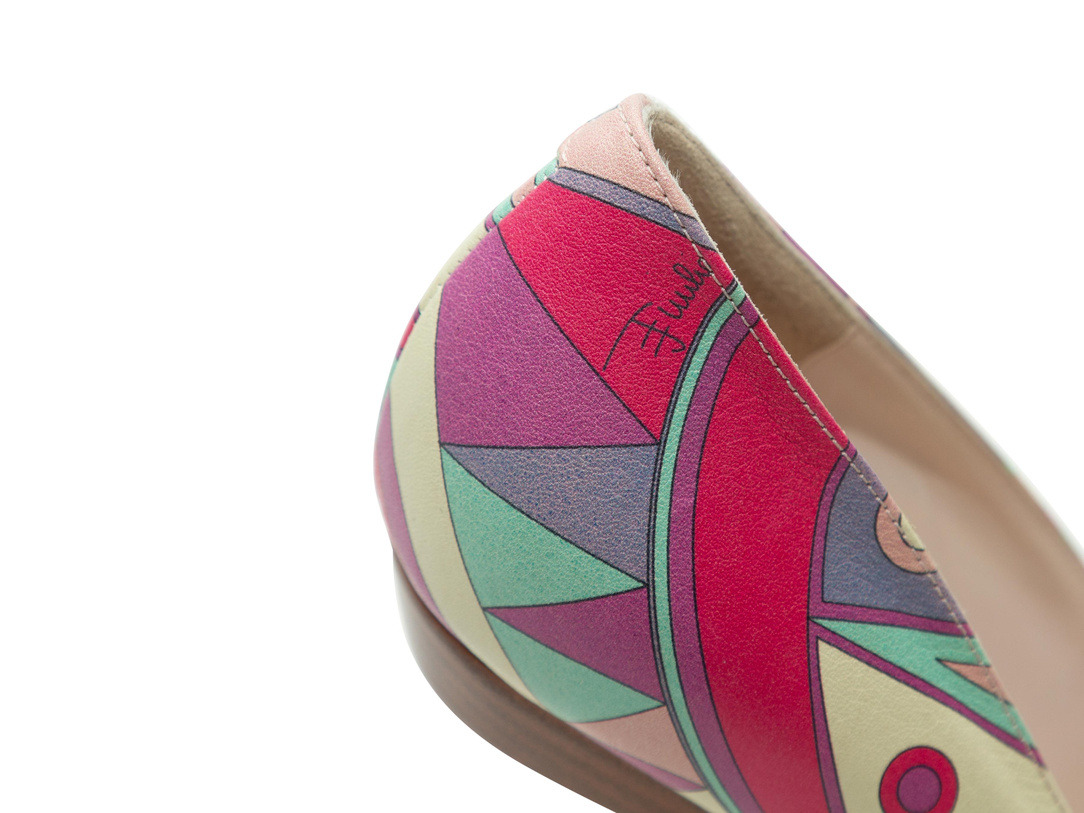 Women's Emilio Pucci Pink & Multicolor Printed Peep-Toe Pumps
