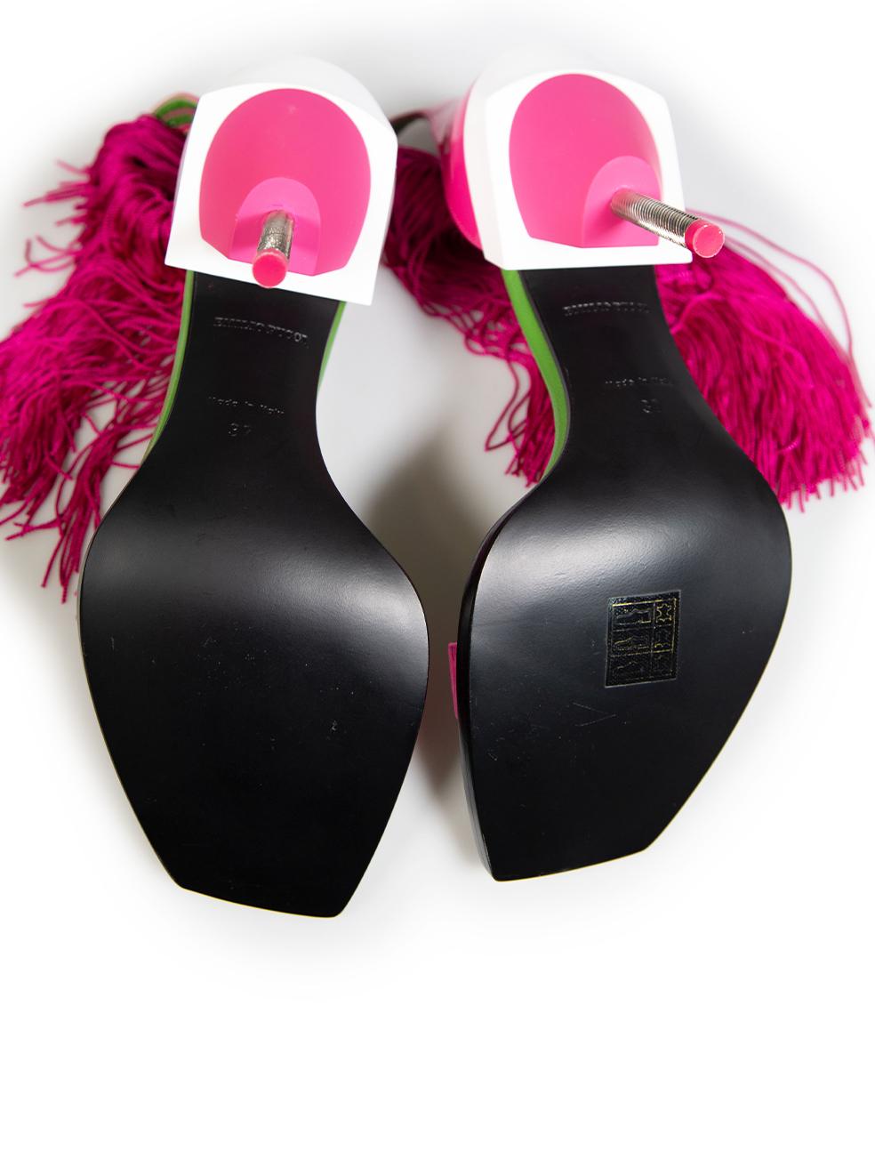 Women's Emilio Pucci Pink Patent Leather Tassel Sandals Size IT 37