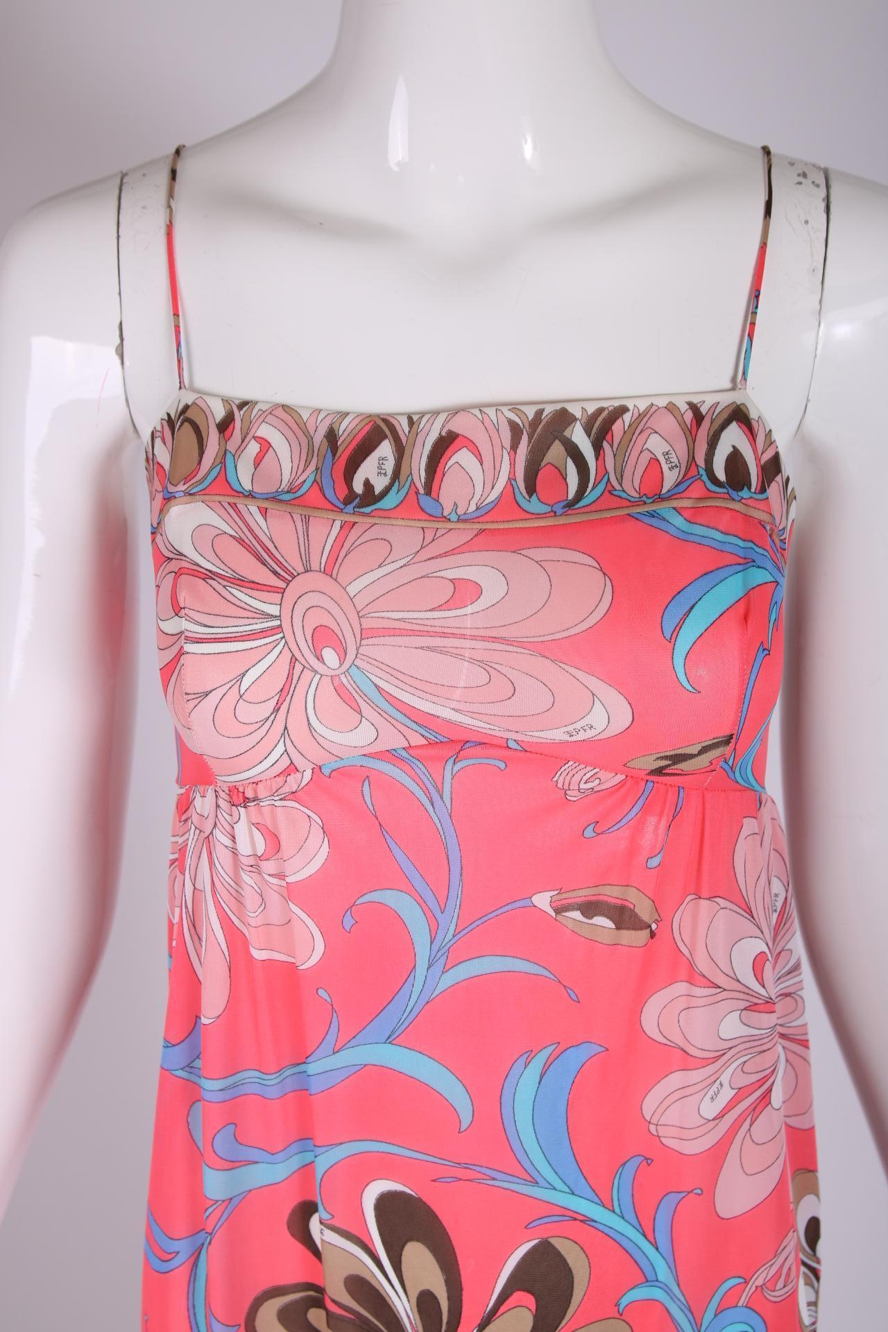 Women's Emilio Pucci Pink Printed Maxi Slip Dress c.1970's