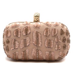 Emilio Pucci Pink Sequin Embellished Hawk Clasp Silk Box Clutch