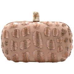 Emilio Pucci Pink Sequin Embellished Hawk Clasp Silk Box Clutch