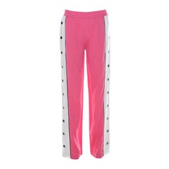 Emilio Pucci Pink Silk Blend Striped Side Seam Snap Button Sweatpants S
