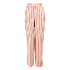 Emilio Pucci Pink Striped Slim Fit Trousers Size M