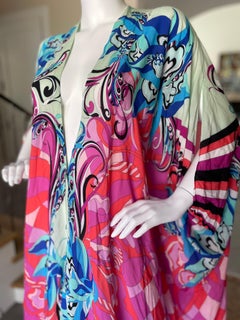 Emilio Pucci Pink Vintage Button Front Cold Shoulder Caftan Kaftan Dress