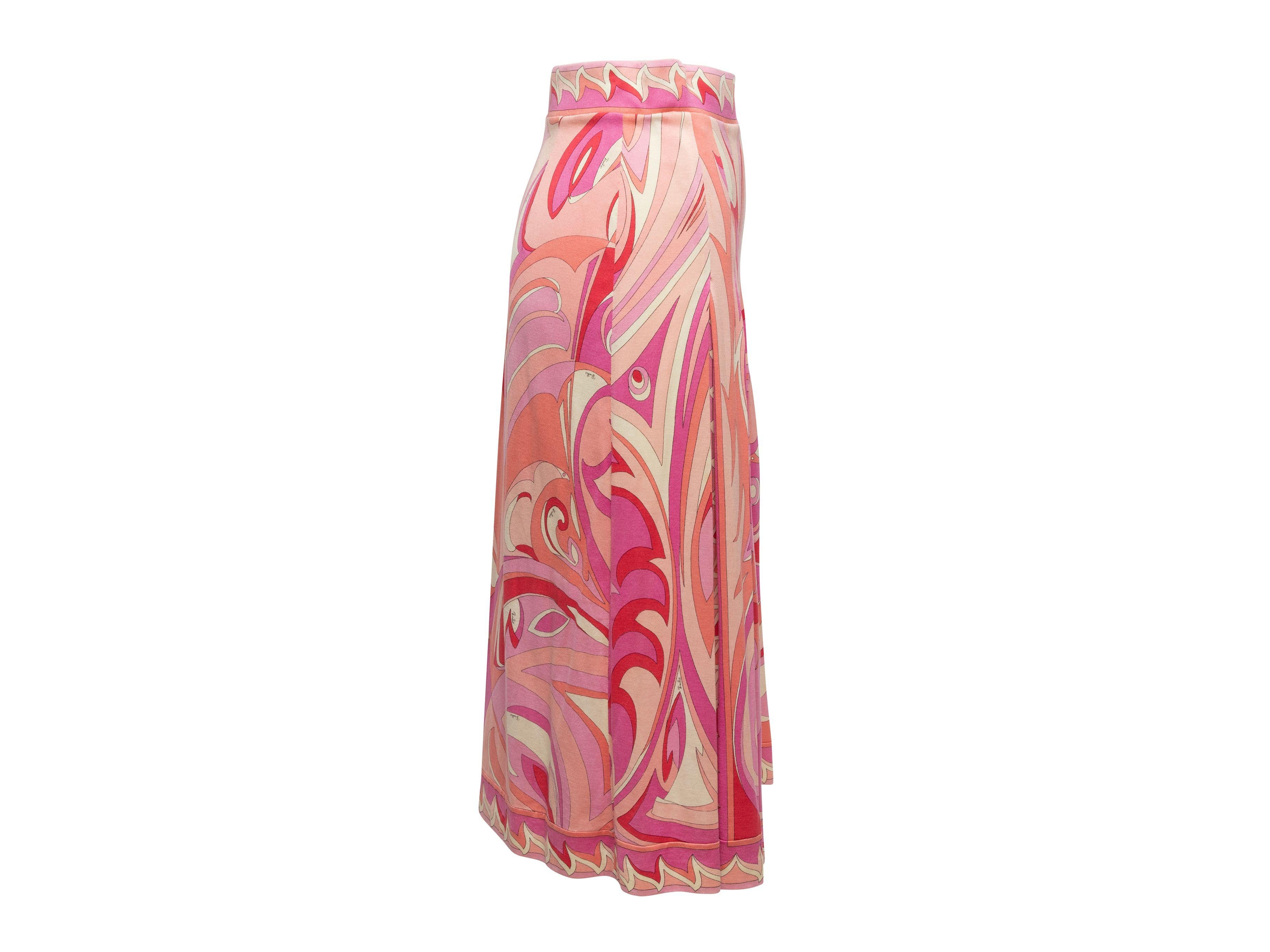 Women's Emilio Pucci Pink & White 60s Abstract Print Pleated Skirt
