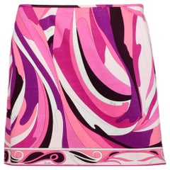 Emilio Pucci Pink/White/Purple Abstract Printed Short Skirt sz 8