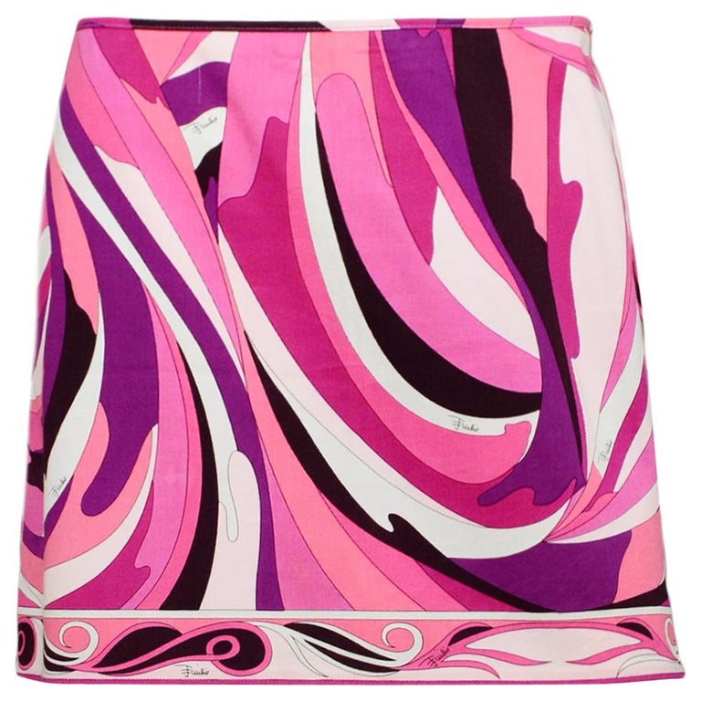 Emilio Pucci Pink/White/Purple Abstract Printed Short Skirt sz 8 at 1stDibs