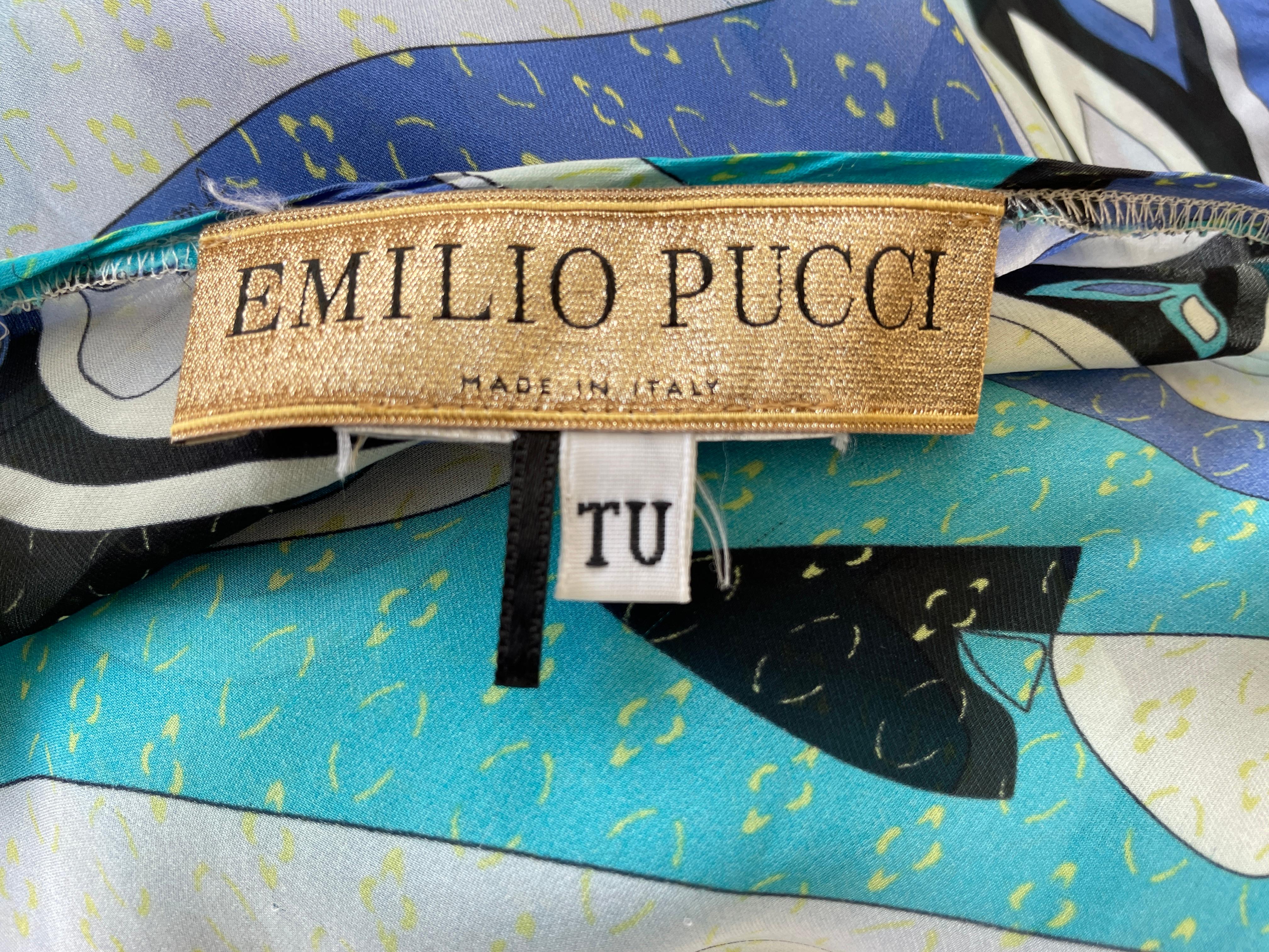 Emilio Pucci - Vestito caftano in seta lungo e scollato in vendita 5