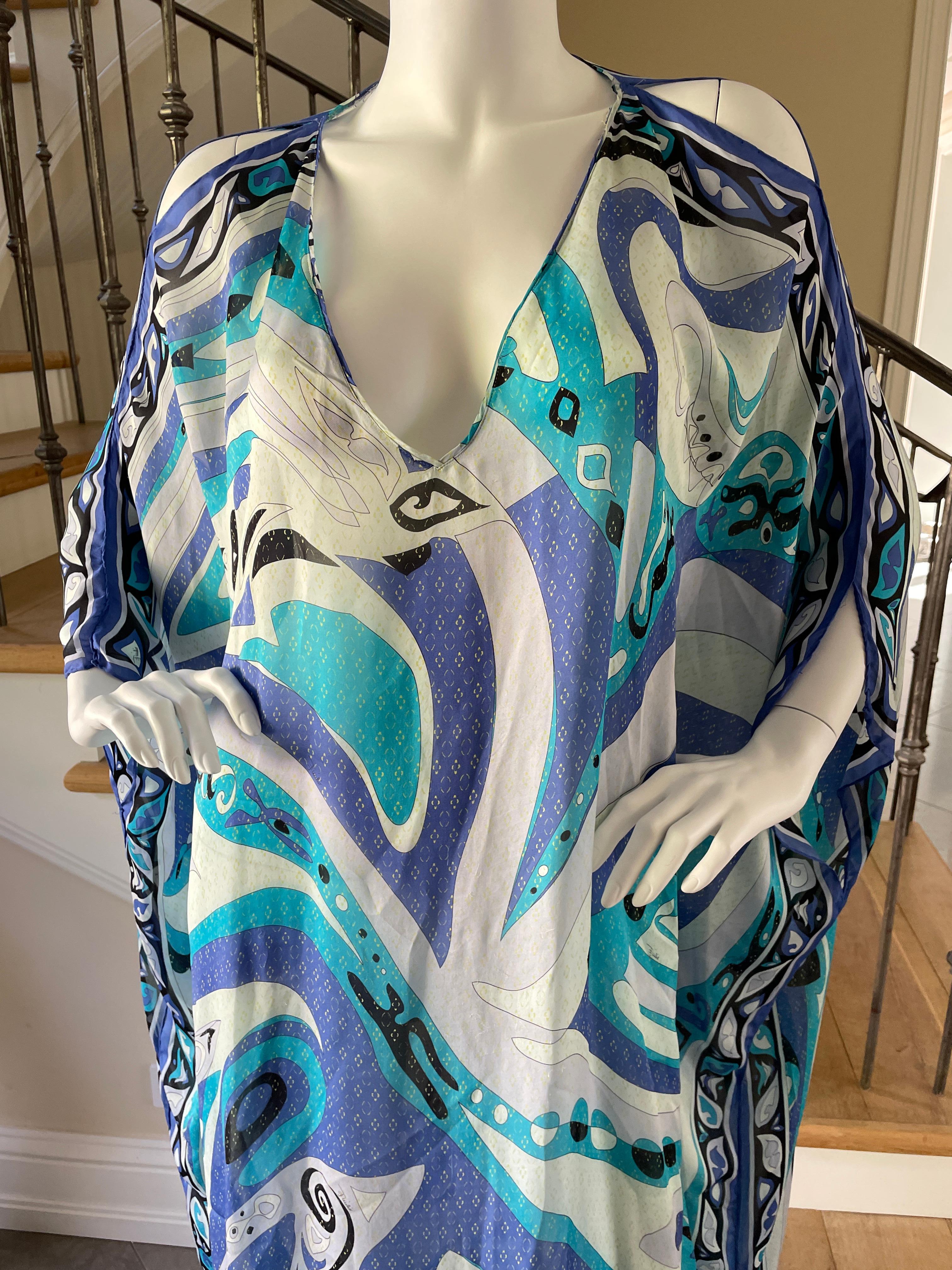 Grigio Emilio Pucci - Vestito caftano in seta lungo e scollato in vendita