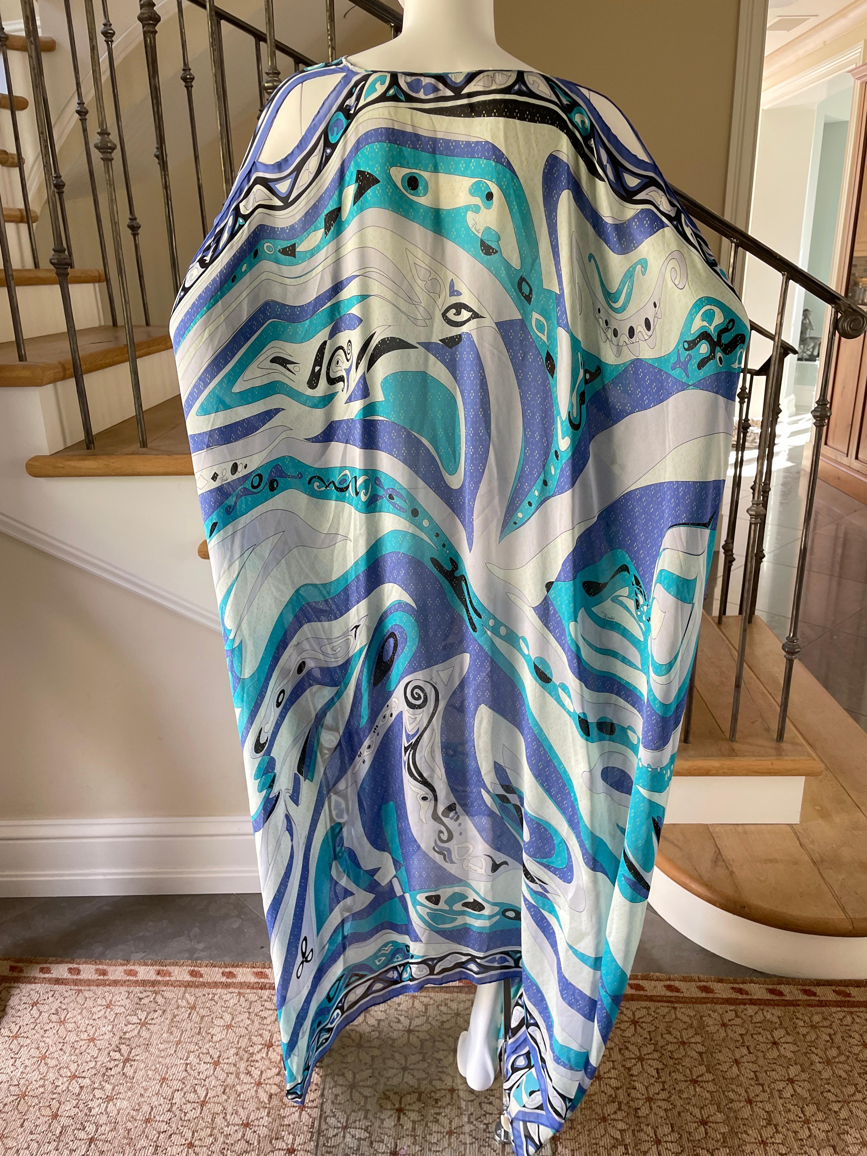 Emilio Pucci - Vestito caftano in seta lungo e scollato in vendita 2