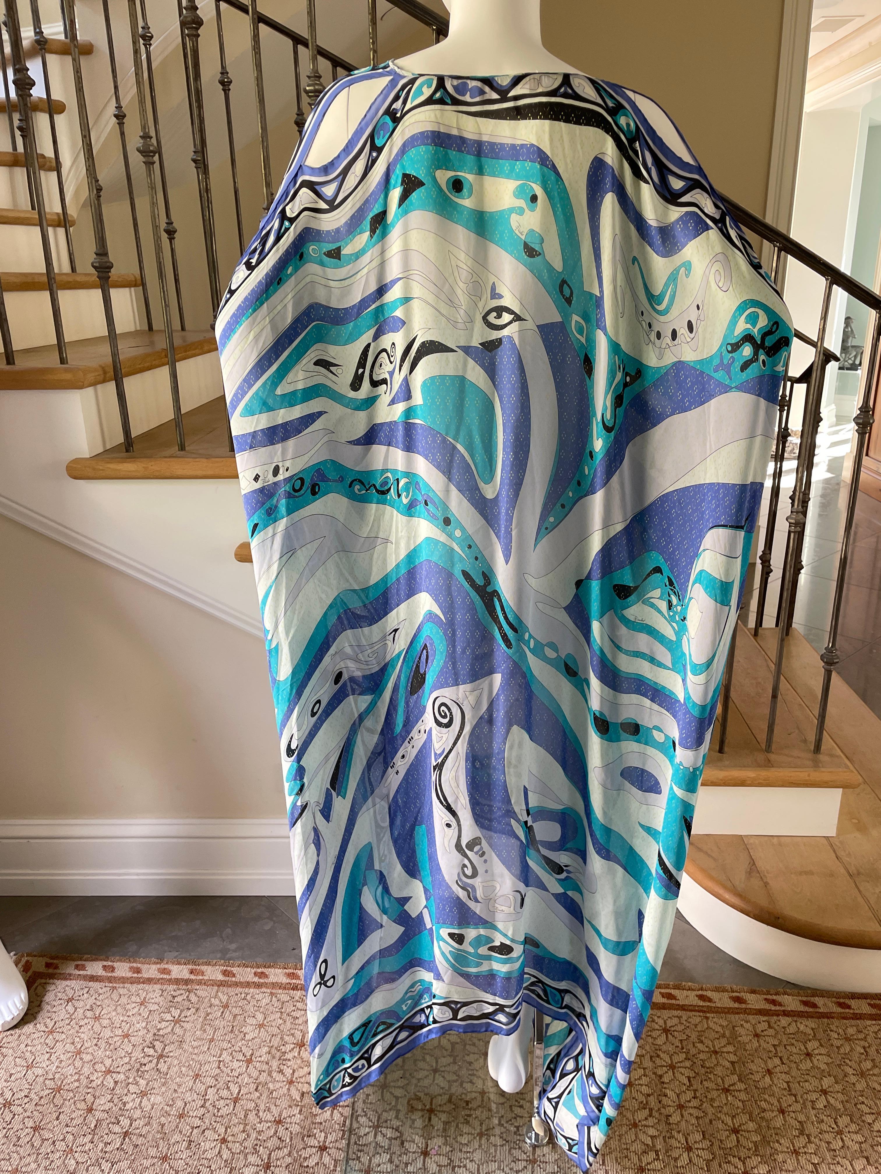Emilio Pucci - Vestito caftano in seta lungo e scollato in vendita 3