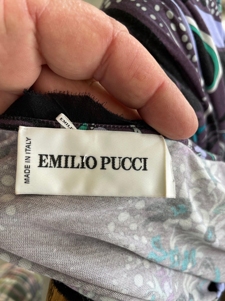Emilio Pucci Plunging Purple Print Vintage Evening Dress For Sale 5